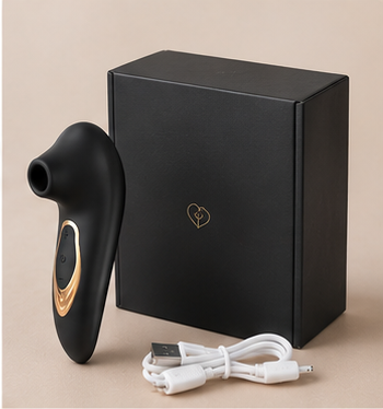 Noir + boîte : LovaSuction noir avec boîte et câble de recharge USB