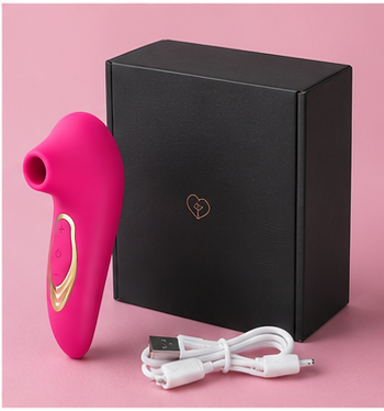 Rose + boîte : LovaSuction rose avec boîte et câble de recharge USB